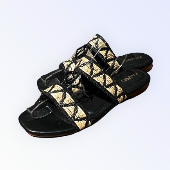 🌻Kaanas Black & Tan Woven Sandals Size 8 - Picture 3 of 10